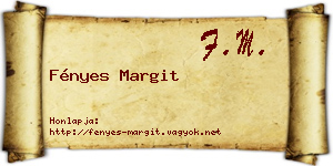 Fényes Margit névjegykártya
