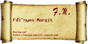 Fényes Margit névjegykártya